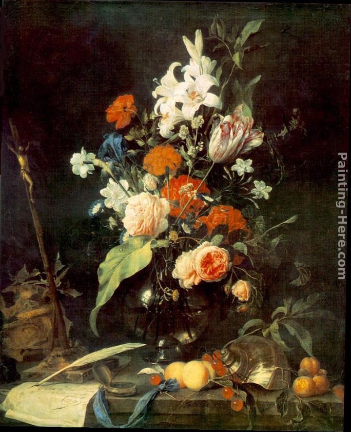 Flower Still-life with Crucifix and Skull painting - Jan Davidsz de Heem Flower Still-life with Crucifix and Skull art painting Flower Still-life with Crucifix and Skull painting - Jan Davidsz de Heem Flower Still-life with Crucifix and Skull art painting